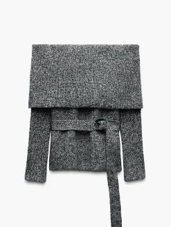 COMMENSE Off-Shoulder Belted Sweater* Sweater Tops|Sweaters & Cardigans
