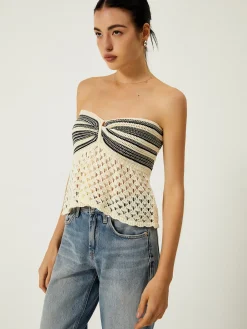 COMMENSE Off-Shoulder Crochet Knit Top* Sweater Vests|Sweaters & Cardigans