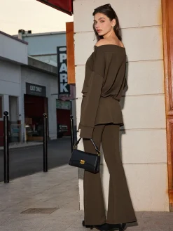 COMMENSE Off-Shoulder Plain Pants Set* Pants Sets|Matching Sets