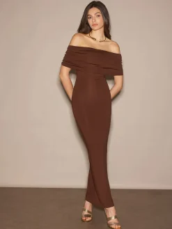 COMMENSE Off-Shoulder Ruched Slim Long Dress* Cocktail & Party Dresses|Summer Dresses