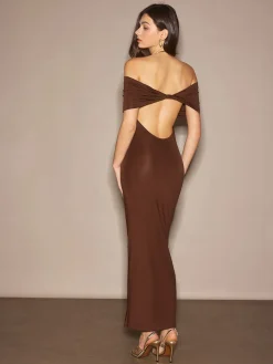 COMMENSE Off-Shoulder Ruched Slim Long Dress* Cocktail & Party Dresses|Summer Dresses