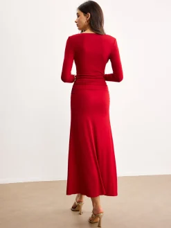 COMMENSE Off-Shoulder Ruffle Knit Dress* Sweater Dresses|Casual Dresses