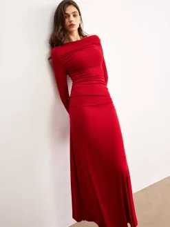 COMMENSE Off-Shoulder Ruffle Knit Dress* Sweater Dresses|Casual Dresses