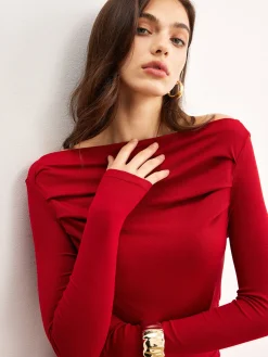 COMMENSE Off-Shoulder Ruffle Knit Dress* Sweater Dresses|Casual Dresses