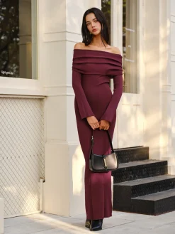 COMMENSE Off-Shoulder Sweater Skinny Dress* Sweater Dresses|Sweater Dresses