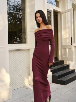 COMMENSE Off-Shoulder Sweater Skinny Dress* Sweater Dresses|Sweater Dresses