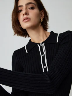 COMMENSE Old Money Aesthetics Polo Knit Top* Sweater Tops|Sweaters & Cardigans