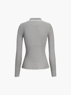 COMMENSE Old Money Aesthetics Polo Knit Top* Sweater Tops|Sweaters & Cardigans