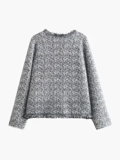 COMMENSE Old Money Aesthetics Raw Hem Tweed Cardigan* Cardigans|Sweaters & Cardigans