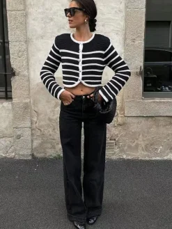 COMMENSE Old Money Aesthetics Stripe Cardigan* Cardigans|Sweaters & Cardigans