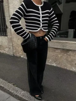 COMMENSE Old Money Aesthetics Stripe Cardigan* Cardigans|Sweaters & Cardigans