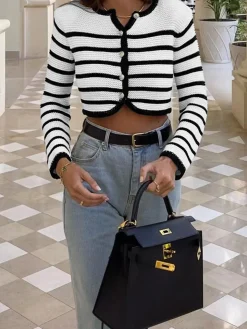 COMMENSE Old Money Aesthetics Stripe Cardigan* Cardigans|Sweaters & Cardigans