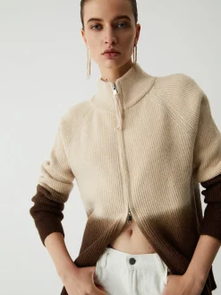 COMMENSE Ombre Double Zip Stand Collar Cardigan* Cardigans|Sweaters & Cardigans