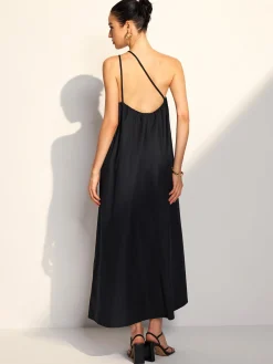 COMMENSE One Shoulder Backless Long Dress* Black Dresses|Vacation Dresses