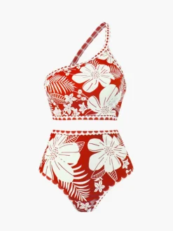 COMMENSE One Shoulder Floral Bikini Set* Swimwear|Tops