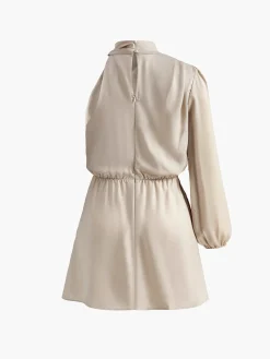 COMMENSE One Sleeve Pleated Draped Dress* Work Dresses|Cocktail & Party Dresses