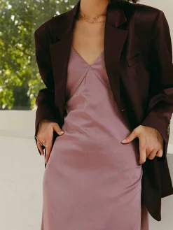 COMMENSE Open Back Satin Long Dress* Cocktail & Party Dresses|Summer Dresses