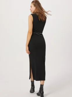 COMMENSE Opening Night Slit Mock Neck Long Dress* Black Dresses|Sweater Dresses