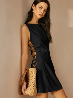 COMMENSE O-Ring Cutout Sleeveless Dress* White Dresses|Black Dresses