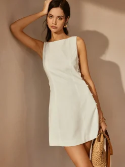 COMMENSE O-Ring Cutout Sleeveless Dress* White Dresses|Black Dresses