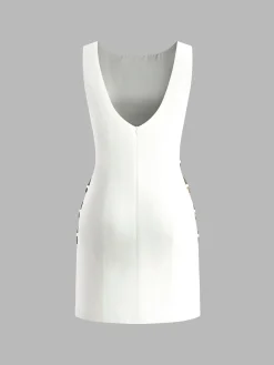 COMMENSE O-Ring Cutout Sleeveless Dress* White Dresses|Black Dresses