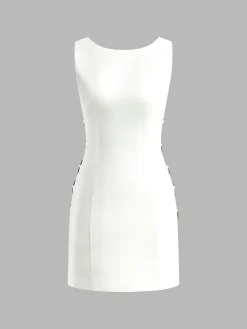 COMMENSE O-Ring Cutout Sleeveless Dress* White Dresses|Black Dresses