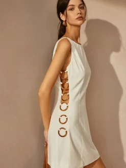 COMMENSE O-Ring Cutout Sleeveless Dress* Casual Dresses|Work Dresses
