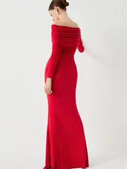COMMENSE Overfold Off-Shoulder Mesh Long Sleeve Long Dress* Black Dresses|Sweater Dresses
