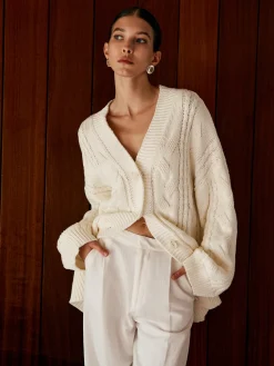 COMMENSE Oversize Cable Knit Outwear* Sweater Tops|Outerwear