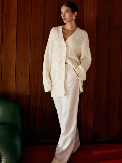 COMMENSE Oversize Cable Knit Outwear* Sweater Tops|Outerwear