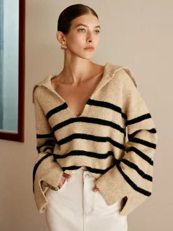 COMMENSE Oversize Striped Pullover Sweater* Sweater Tops|Sweaters & Cardigans