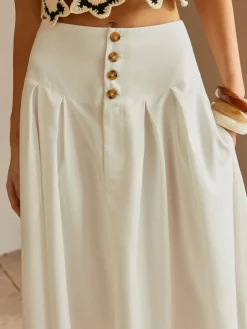 COMMENSE Oversized Button Ruched Pockets Skirt* Skirts|Bottoms