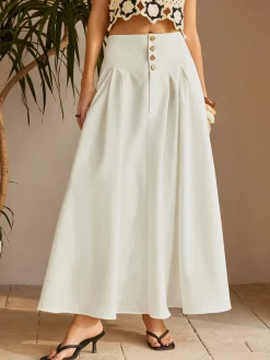COMMENSE Oversized Button Ruched Pockets Skirt* Skirts|Bottoms