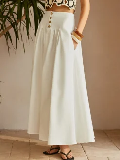 COMMENSE Oversized Button Ruched Pockets Skirt* Skirts|Bottoms
