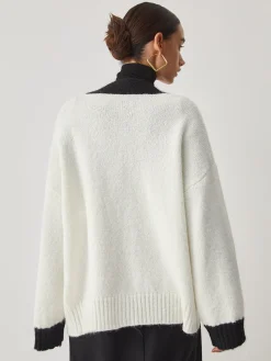 COMMENSE Oversized Contrast Trim Cardigan* Cardigans|Sweaters & Cardigans