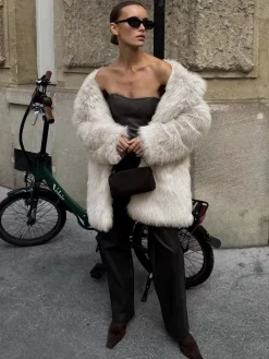 COMMENSE Oversized Fuzzy Women Faux Fur Coat* Outerwear|Coats