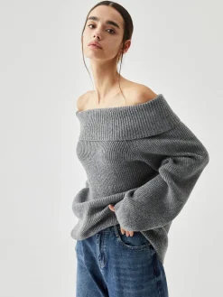 COMMENSE Oversized Overfold Off Shoulder Knit Sweater* Sweater Tops|Sweaters & Cardigans