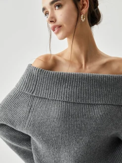 COMMENSE Oversized Overfold Off Shoulder Knit Sweater* Sweater Tops|Sweaters & Cardigans