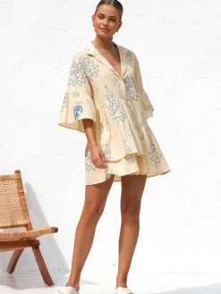 COMMENSE Oversized Sun Print Short Dress* Casual Dresses|Vacation Dresses