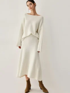COMMENSE Oversized Sweater Two Piece Skirt Set* Sweater Tops|Long Sleeve Sets