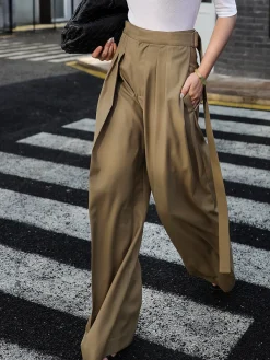 COMMENSE Oversized Tied Wide Leg Dress Pants* Wide Leg|Pants