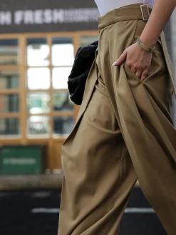 COMMENSE Oversized Tied Wide Leg Dress Pants* Wide Leg|Pants