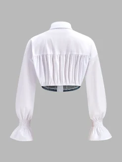 COMMENSE Panel Crop Polo Shirt* Crop Tops|Blouses & Shirts
