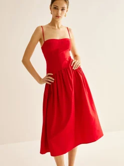 COMMENSE Panel Pleated Cami Dress* Casual Dresses|Vacation Dresses
