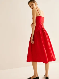 COMMENSE Panel Pleated Cami Dress* Casual Dresses|Vacation Dresses