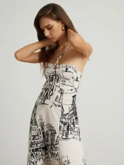 COMMENSE Paris Street Halter Long Dress* White Dresses|Casual Dresses