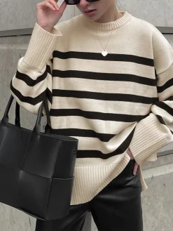 COMMENSE Parisian Stripe Sweater* Sweater Tops|Sweaters & Cardigans