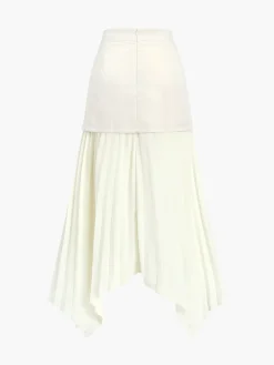 COMMENSE Patchwork Asymmetrical Pleated Buttoned Midi Skirt* Skirts|Bottoms