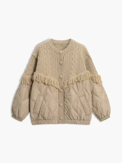 COMMENSE Patchwork Cable Knit Quilted Coat* Outerwear|Coats