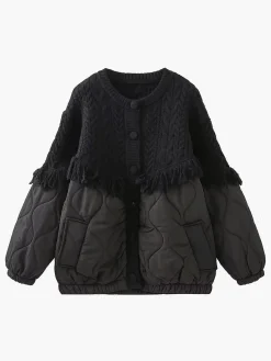 COMMENSE Patchwork Cable Knit Quilted Coat* Outerwear|Coats